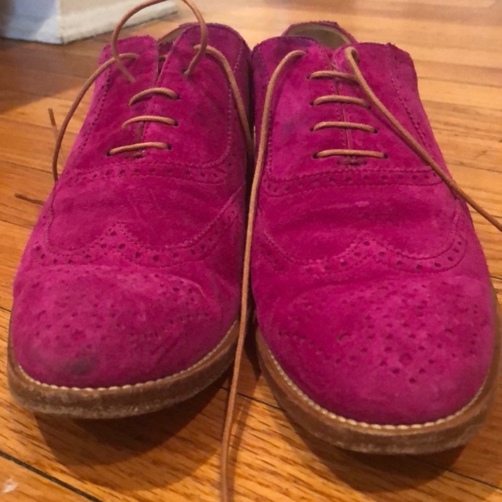 Ralph Lauren Purple Label Pink Suede Oxford Shoes - Picture 4 of 5